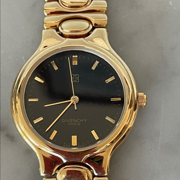 GIVENCHY Vintage 90's Quartz Gold Bracelet Black Dial Women's Watch - Picture 5 of 17